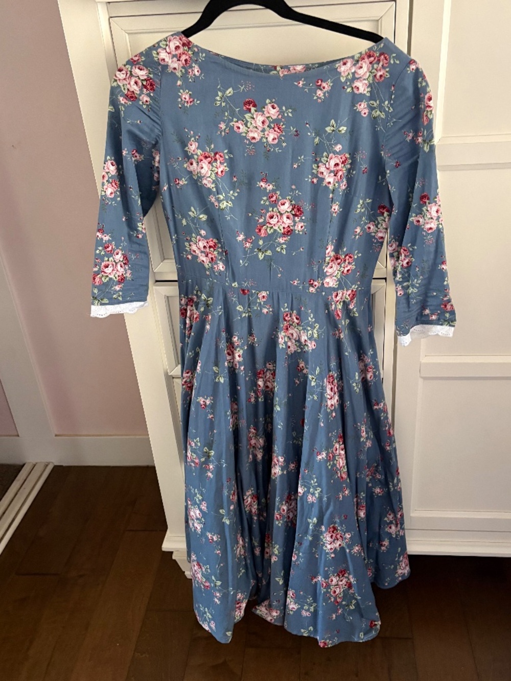 Full Circle Cotton Floral Dress in Style of Son de Flor, Size XS